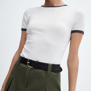 NWT Mango Contrast Trim BOSTON T-shirt Top